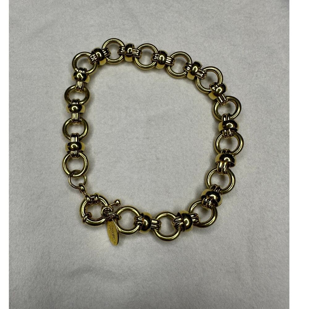 Vintage Francesca Visconti Italian Cable Chain Bracelet Gold Tone 7” Designer